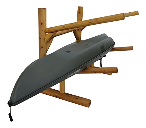 Log Kayak Rack Freestanding 2-Place Kayak Storage System Natural Finish