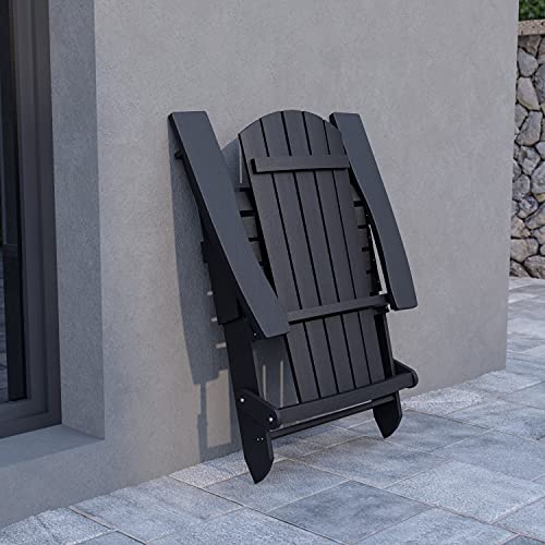 Flash Furniture Charlestown Folding Adirondack Chair Set of 4 Black