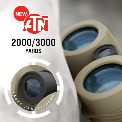 Force Technologies ATN 10x42 Laser Ballistics Binocular with Laser Rangefinder, Bluetooth, Ballistic Calculator and Mobile App Sand
