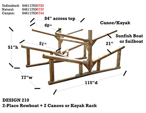Log Kayak Rack 2-Place Rowboat Canoe/Kayak Rack Unfinished