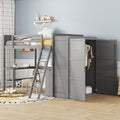 Jintop Full Over Full Bunk Bed with Storage Drawers and Cabinet Grey