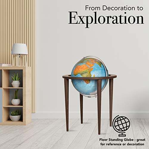 Waypoint Geographic Normandy Globe 16” Decorative Floor Globe Blue