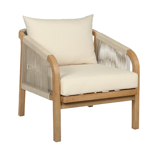 Armen Living Cypress Modern Outdoor Patio Conversation Set, 4 Piece Ivory