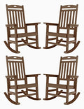 YEFU Outdoor Rocking Chair Set of 4 Heavy Duty Poly Lumber Teak