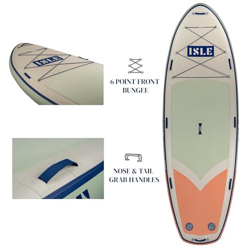 ISLE Surf and SUP Megalodon Inflatable Paddle Board Bundle 15' Seafoam/Peach