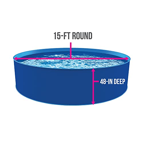 Blue Wave Cobalt Steel Wall Pool Package - 15-ft Round 48-in Deep Blue