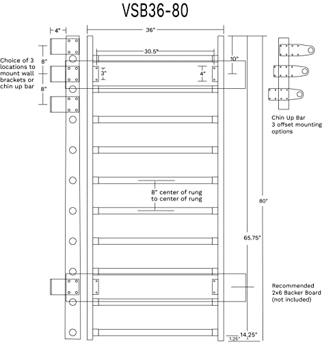 Vita Barre VSB36-80 - 36" Wide Stall Bars (Swedish Bars) - 80" Tall