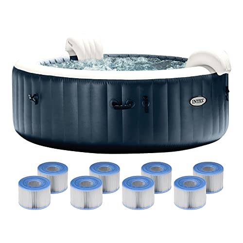 Intex PureSpa Plus Portable Bubble Jet Spa Blue with Headrests & Accessories