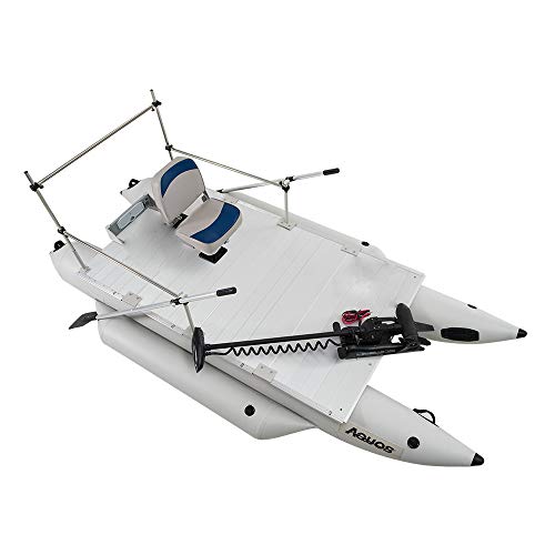 AQUOS Heavy-Duty Military Marine Grade Inflatable Pontoon Boat with Trolling Motor Grey