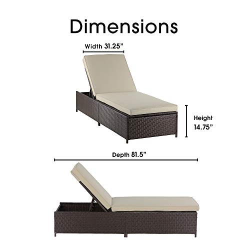 Serta Brown Resin Wicker Outdoor Patio Storage Chaise Lounge Beige