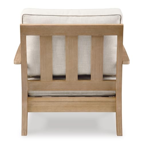 Signature Design by Ashley Carter Hall Outdoor Eucalyptus Patio Lounge Chair with Cushion Linen