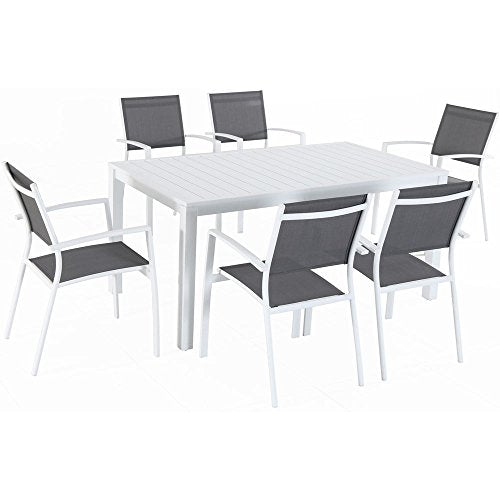 Hanover Del Mar 7-Piece Outdoor Dining Set Gray/White