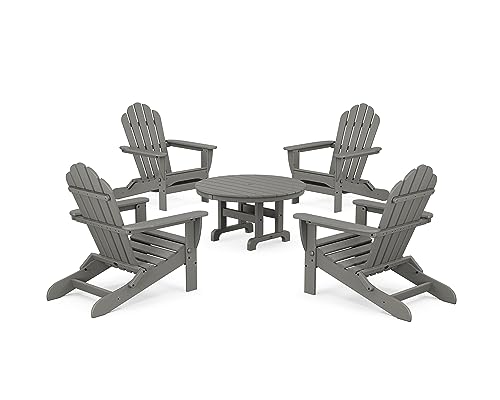Trex Outdoor Furniture 5-Piece Monterey Bay Folding Adirondack Chair Conversation Group Stepping Stone