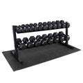 WF Athletic Supply Rubber Coated Hex Dumbbell Set with Rack and Mat - Dumbbells Only 5-50LB with 2-tier Rack and Mat