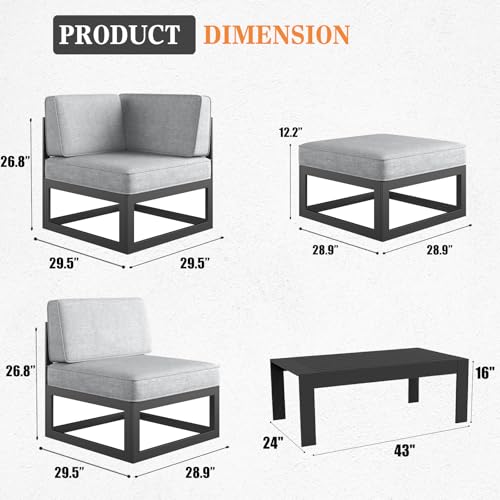 Vakollia 11 Pieces Aluminum Patio Furniture Set with Coffee Table Black/Light Grey