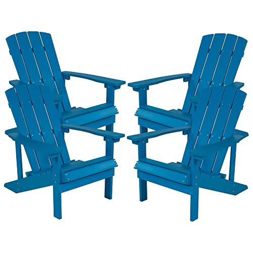 Flash Furniture Charlestown Poly Resin Adirondack Chair Set of 4 Blue