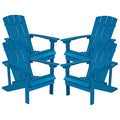 Flash Furniture Charlestown Poly Resin Adirondack Chair Set of 4 Blue