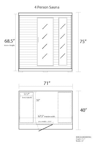 Blue Wave Radiant Saunas 4-Person Cedar Infrared Sauna with 9 Carbon Heaters, Chromotherapy Lighting, Oxygen Ionizer, Music System