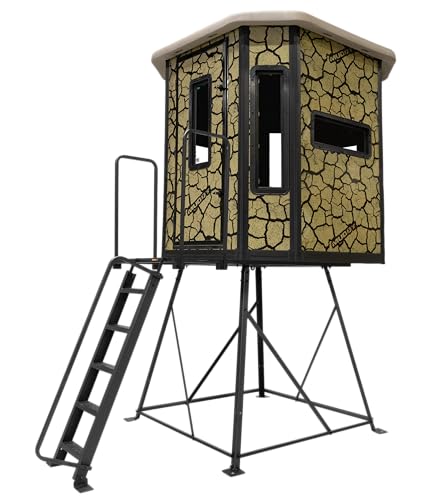 MUDDY Muddy Bull Box Blind with Elite 5' Tower, Steel Wall Construction, Cracked Mud Camo Multi