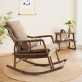 BALANBO Rocking Chair Black Walnut Wood Outdoor & Indoor with Cushion and Backrest Walnut