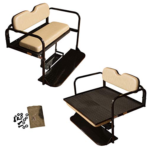 Performance Plus Carts EZGO TXT Golf Cart Flip Folding Rear Seat Kit Tan