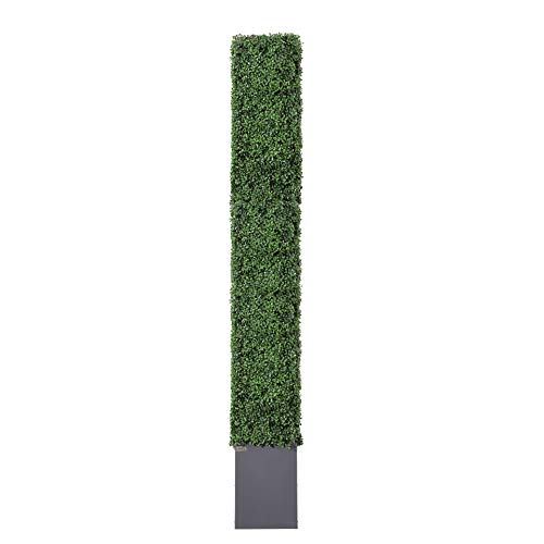 AGPL Artificial Hedge Wall with Dark Gray Stainless Steel Planter Box 38"x12"x96" Gray