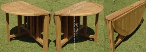WholesaleTeak 5 Pc Luxurious Grade-A Teak Dining Set - 48" Round Butterfly Table & 4 Stacking Arbor Arm Chairs