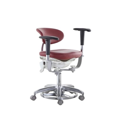 Super Dental Adjustable Microscope Saddle Stool with Pedal Base, Foot Controlled, PU Leather