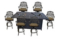 Patio Land 7-Piece Outdoor Cast Aluminum Bar Set with Rectangular Table Walnut