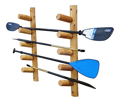 Log Kayak Rack 5 Slot Paddle Board and Fishing Pole Log Rack Natural