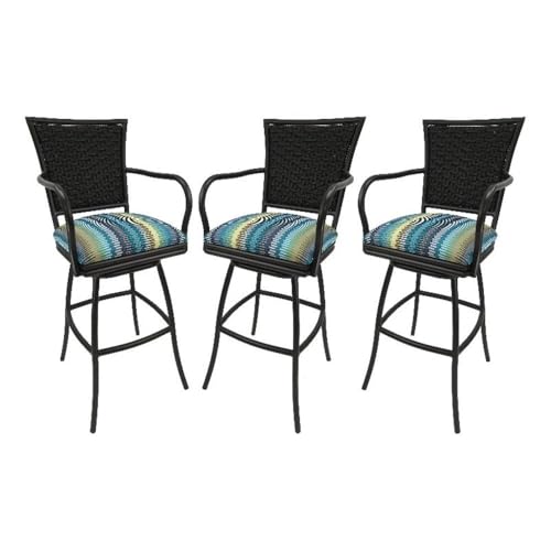 Pemberly Row Extra Tall 34" Bar Stool Set of 3 Multi-color