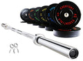 BalanceFrom Color Coded Olympic Bumper Plate Set with Barbell 370LB Black