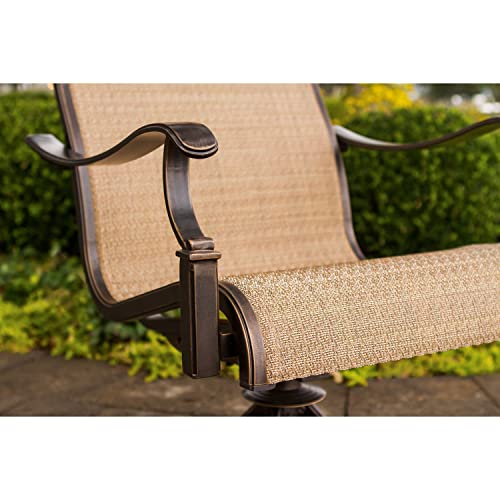 Hanover Manor 5-Piece Outdoor Dining Set Rust Resistant Aluminum Patio Set for 4 with 360 Degree Swivel Rockers Cast/Sling
