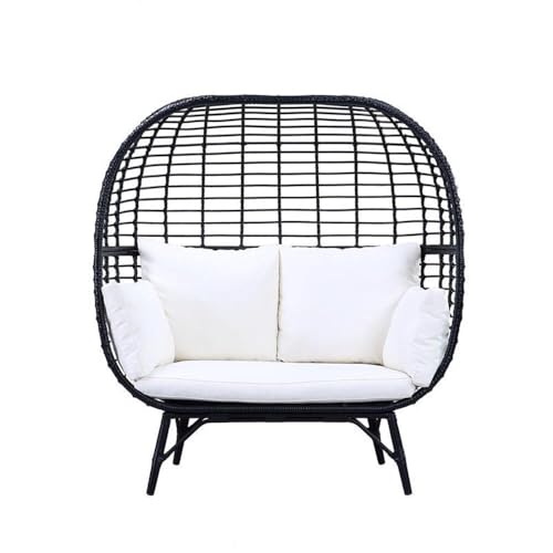 Acme Penelope Patio Lounge Chair Cream Fabric and Black Finish