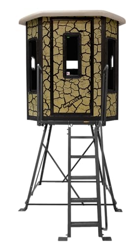 MUDDY Muddy Bull Box Blind with Elite 5' Tower, Steel Wall Construction, Cracked Mud Camo Multi