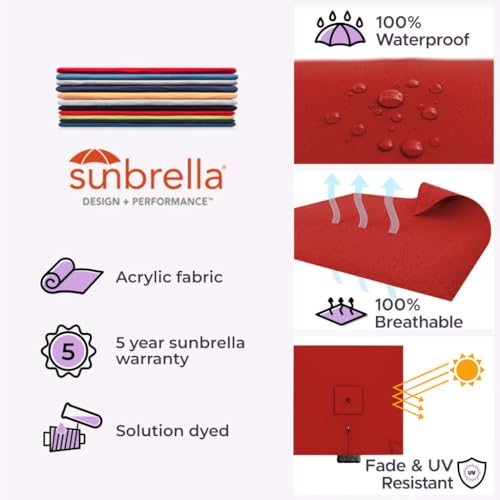 Midtown Umbrellas 9x9 Ft Outdoor Cantilever Patio Umbrella Black Frame Sunbrella Red