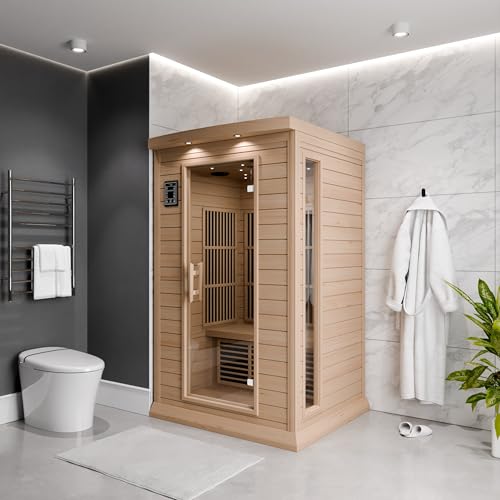SteamSpa Hemlock Indoor Sauna 1-2 Person - Bluetooth, Oxygen Bar, Touch Control