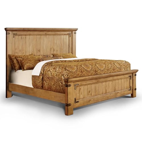 Furniture of America Sesco 2pc Weathered Brown Elm Bedroom Set Cal King + Nightstand