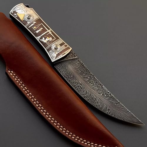 BURXELL Egyptian Pharaoh Damascus Art Knife Silver