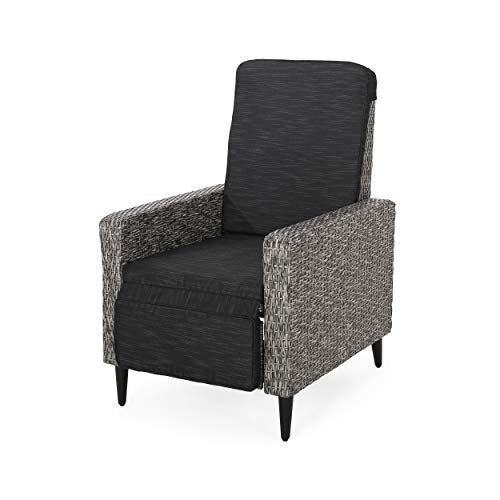 Christopher Knight Home Murdock Outdoor Recliner with Cushion Wicker Mixed Black/Dark Gray Set of 2