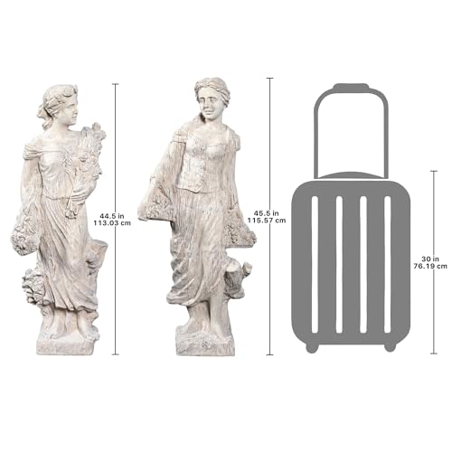 Design Toscano Flora and Proserpina Outdoor Garden Statues Set of Two 44 inch Antique Stone