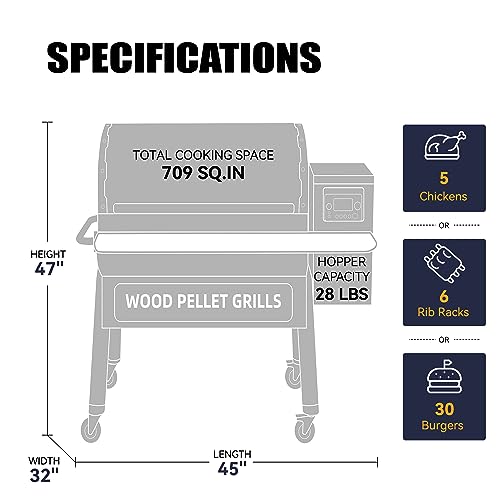 Z GRILLS 7052B Wood Pellet Grill and Smoker with WIFI Smart Home Technology, PID Controller, 709 sq. in Black
