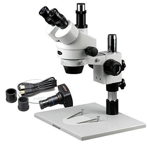 AmScope Digital Trinocular Stereo Zoom Microscope 3.5X-90X White
