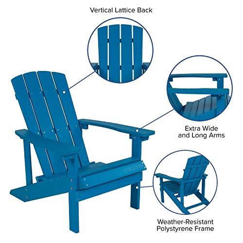 Flash Furniture Charlestown Poly Resin Adirondack Chair Set of 4 Blue