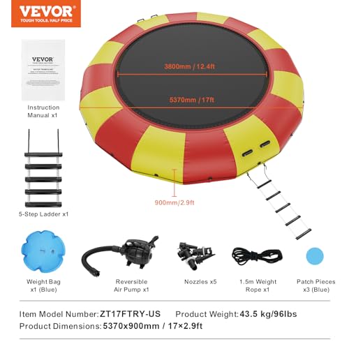 VEVOR Inflatable Water Bouncer 17ft Red