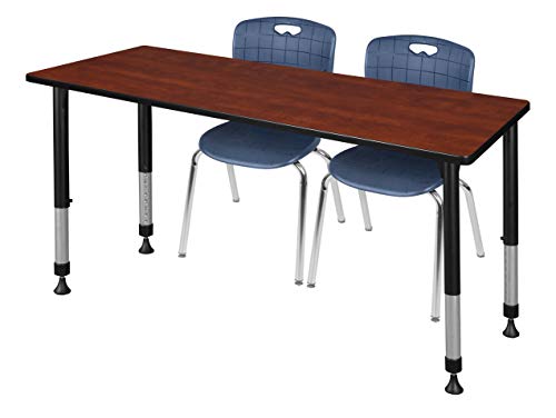 Regency Kee Height Adjustable Classroom Table Set with Two 18" Andy Chairs Cherry/Navy