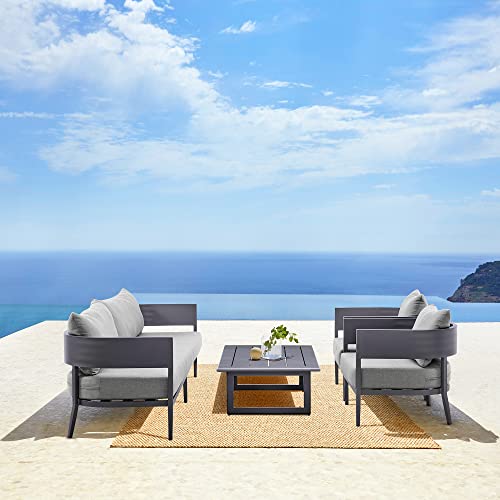 Armen Living Argiope 4 Piece Outdoor Conversation Set Dark Gray