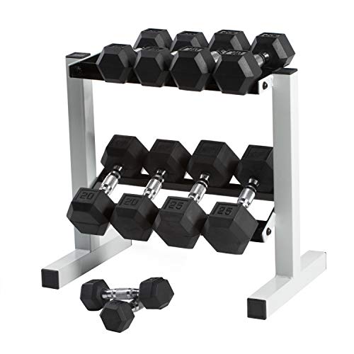 CAP Barbell Rubber Coated Dumbbell Set with Storage Rack (150-Pound) Black