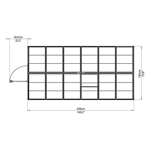 Palram Canopia Greenhouse Kit 6' x 14' Heavy Duty Aluminum Frame with Lockable Door and Vent Silver