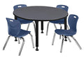 Regency Kee Height Adjustable Classroom Table Set with 12" Andy Chairs, 48" Grey/Navy